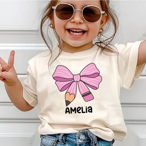 Custom Kids Name T-Shirt Back To School Shirt Shirt, Toddler Coquette First Day of School Tee Kindergarten Shirt With Name, First Day School