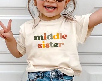 Middle Sister Shirt, Newborn Announcement Siblings Matching Shirts Kids, Pregnancy Announcement, Boho 3rd Baby Announcement Little Sister