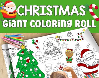 Christmas Giant Coloring and Activity Roll for Kids Coloring Poster  - Xmas Kids Activity Preschool Coloring Banner - 24" x 100" inches