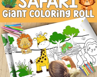 Gigantische kleur- en activiteitenrol voor kinderen Kleurposter - Safari en Jungle Thema Verjaardag Kleurbanner - 24" x 100" inch