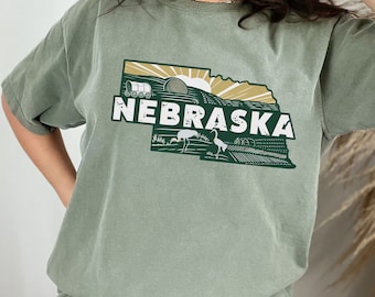 Nebraska Retro Home State Shirt, Custom 50 US States Travel T-Shirt, Nebraska Vacation Shirt, Nebraska Trip Shirt, Nebraska Girl