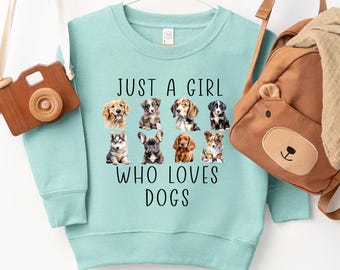 Nur ein Mädchen, das Hunde liebt Sweatshirt | Puppy Lover Kleinkind und Jugend Rundhals | Hundemama im Training Shirt