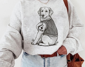 Custom Dog Breed I Love Mom Sweatshirt, Golden Retriever Dog T-Shirt, Dog Mom Gift, Dog Owner Sweatshirt, Cute Puppy Graphic Tee