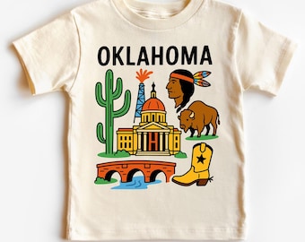 Oklahoma State T-Shirt for Kids, Sooner State Toddler Tee, Route 66 Road Trip Gift, Oklahoma Family Vacation Apparel