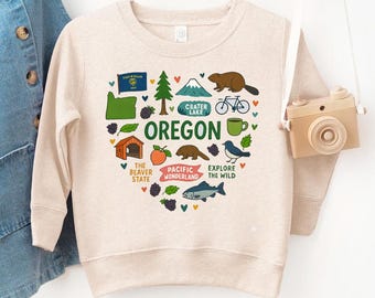 Oregon Kids Sweatshirt: USA States National Park Travel Gift - Toddler Sweater with State Symbols Baby Bodysuit for Family Vacation