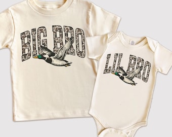 Big Bro Lil Bro Mallard Duck Matching Set, Camo Sibling Shirts, Hunting Family Announcement Gift, Duck Hunting Brother Outfits