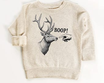 BOOP! Deer Sweatshirt: Funny Vintage Elk Graphic Kids T-Shirt for Toddler and Youth