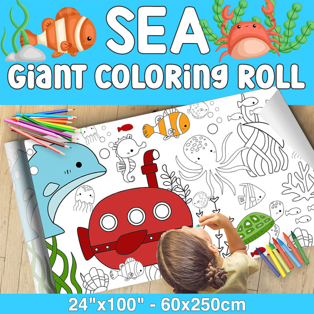 Giant Coloring and Activity Roll for Kids Coloring Poster Under Sea ...