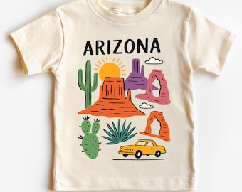Arizona State T-Shirt for Kids, Retro Desert Toddler Tee, Souvenir Youth Shirt, Grand Canyon Road Trip Gift, Southwest Family Vacation
