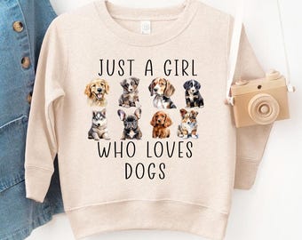 Nur ein Mädchen, das Hunde liebt Sweatshirt | Puppy Lover Kleinkind und Jugend Rundhals | Hundemama im Training Shirt