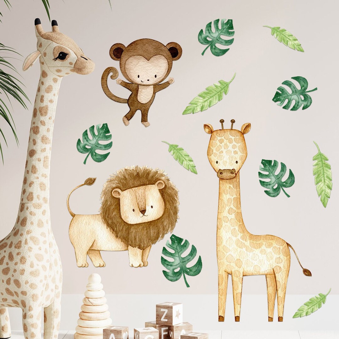 Safari Animals Kids Wall Decal Sticker Set Removable Decals - Giraffe ...