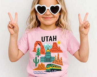Utah State T-Shirt for Kids, Beehive State Toddler Tee, Cute Arches National Park Souvenir Youth Shirt, Utah Family Vacation Apparel
