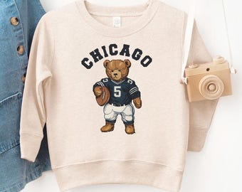 Chicago Football Bear Toddler Sweatshirt, Game Day Bear Shirt, Kids Sports Apparel, Chicago Spirit Pullover, Football Fan Youth Crewneck