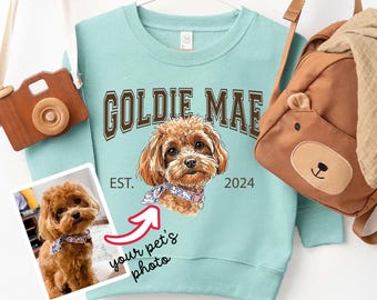 Custom Dog Kids Sweatshirt, Personalized Toddler Sweater With Pet's Photo Cat Owner Gift, Dog Portrait Children's Sweater Toddler Pet Owners