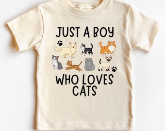 Just A Boy Who Loves Cats Toddler Shirt, Cute Cat Kids T-Shirt, Gift for Cat Lover, Preschool Boy Cat Shirt, Animal Lover Youth Top