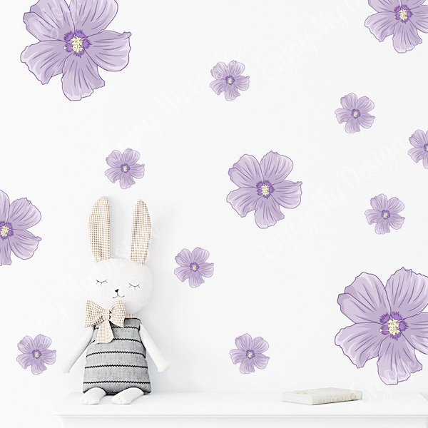 Cute Watercolor Flower Decals Lilac Boho Kids Wall Decal Sticker Removable Decals