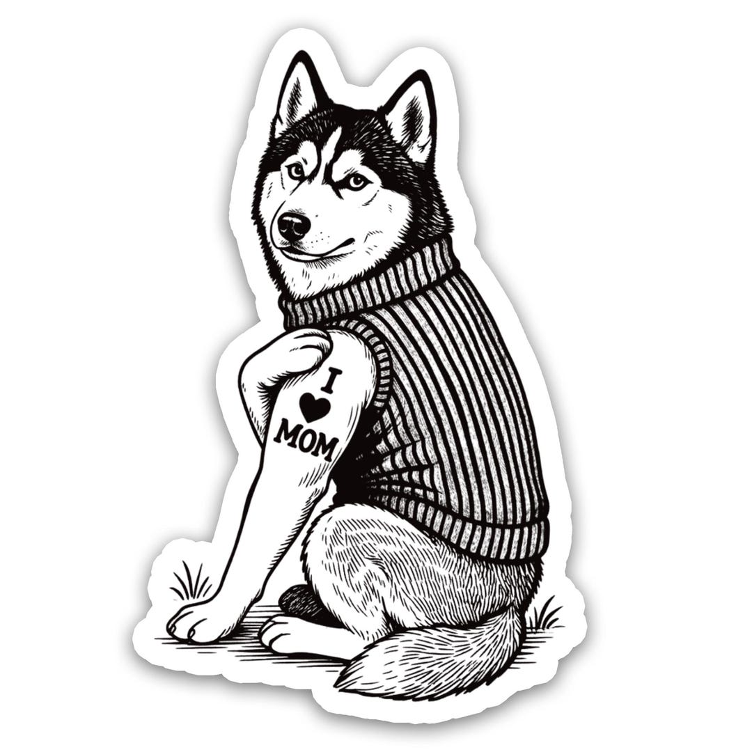 Husky Tattoo Sticker - 