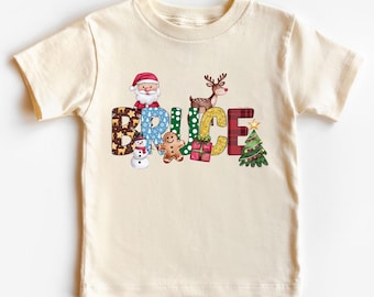 Benutzerdefinierte Kinder Weihnachten Name Shirt, Plätzchen unter dem Motto Kleinkind Weihnachten Kindergarten Weihnachten Shirt mit Namen, Kleinkind Urlaub Sweatshirt