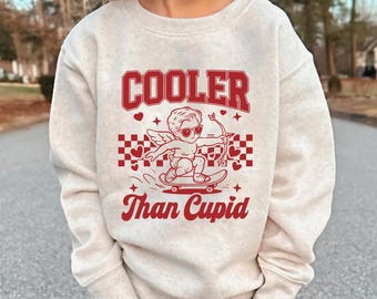 Cooler than Cupid Sweatshirt - Boys Valentine Sweatshirt - Toddler Lover Boy Sweater - Youth Boys Valentine Shirt - Baby Boy Bodysuit