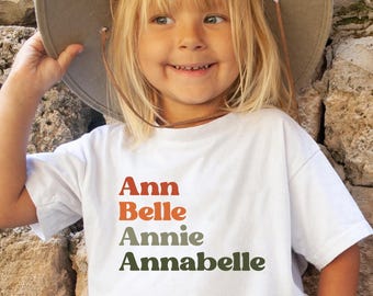 Kids Nickname Toddler Shirt - Baby Boy or Girl Retro Personalized Kids Tee - Custom Natural Kids Shirt, Baby Shower Gift Name Announcement