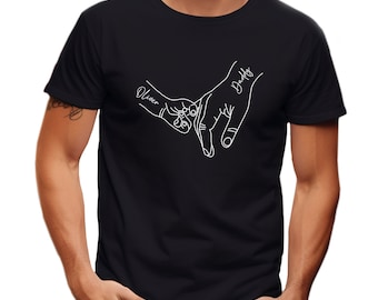 Dad Holding Hand With Kids T-Shirt Custom Dad Tee With Kids Names New Father Gifts T-Shirt Daddy Outfit Fathers Day Gift From Kids