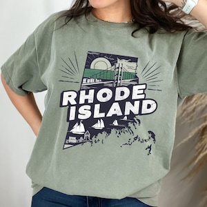 Rhode Island Retro Home State Shirt, Custom 50 US States Travel T-Shirt, Rhode Island Vacation Shirt, Rhode Island Trip Shirt