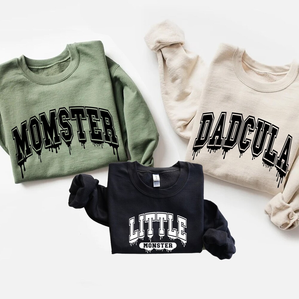 Dadcula Sweatshirt Matching Family Sweatshirt For Halloween, Momster, Dadcula And Little Monster Sweatshirt, Spooky Family Shirt, Halloween Family Sweatshirts Spooky Family