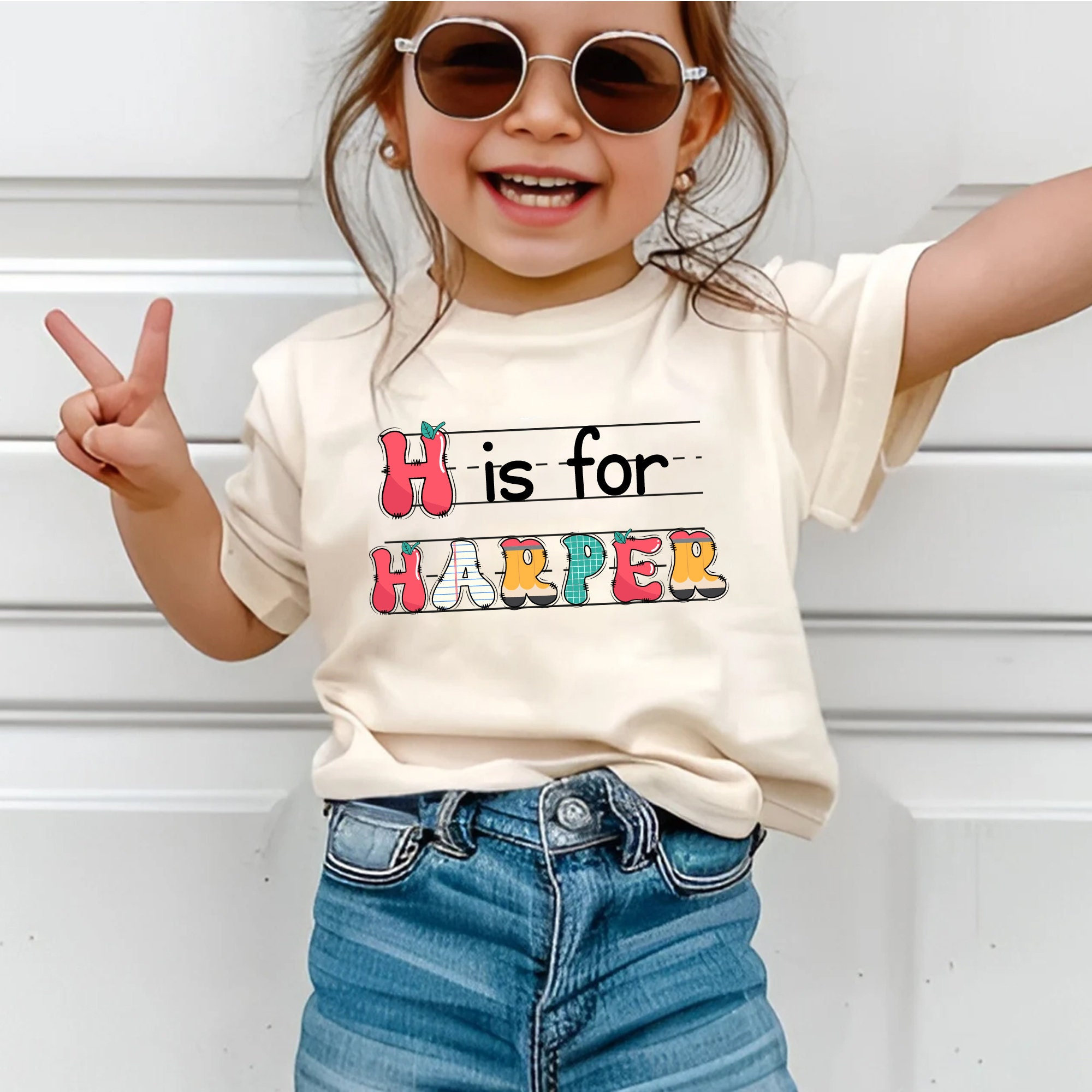 Chemise personnalisée pour la rentrée des classes avec prénom pour enfant, t-shirt premier jour d'école pour tout-petits, chemise maternelle avec nom, tenue pour la première journée d'école