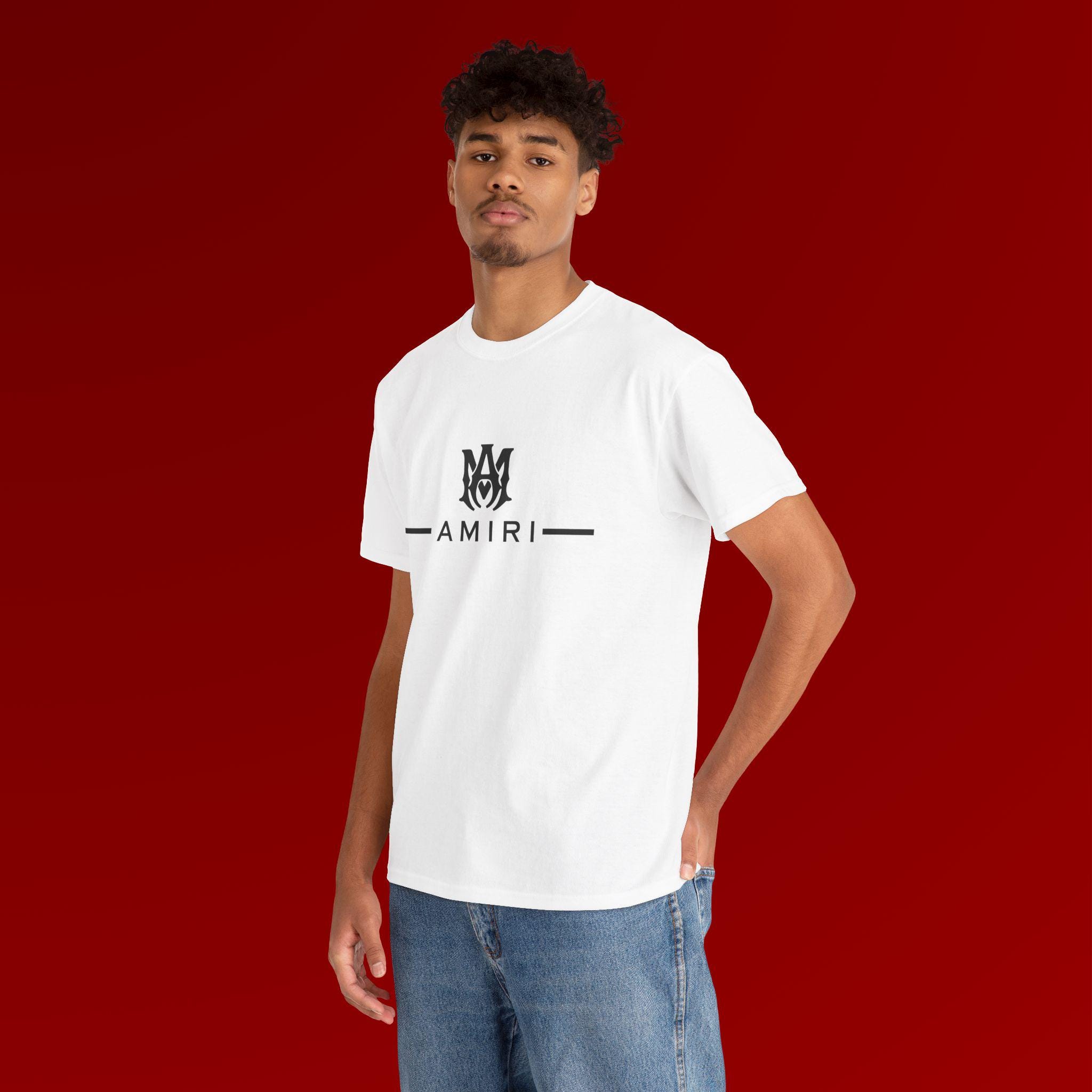 Amiri Logo Man Heavy Cotton Tee, Designer Graphic Tshirt