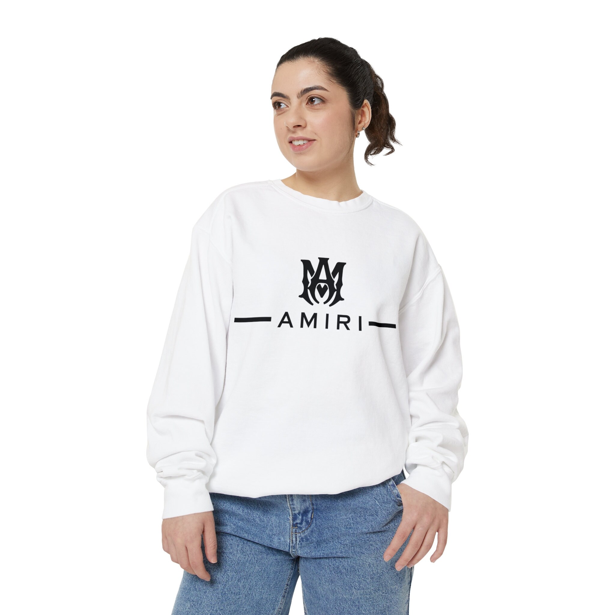 Amiri-themed Unisex Garment-dyed Sweatshirt - Luxury Blend