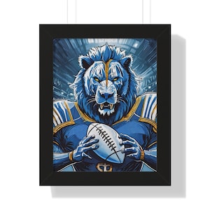 Detroit Lions Themed Framed Vertical Poster - Premium Archive-Quality, Eco-Friendly MDF Frame, Ready to Hang - Perfect for Fans