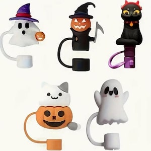 Straw Toppers/Covers Reusable -Halloween