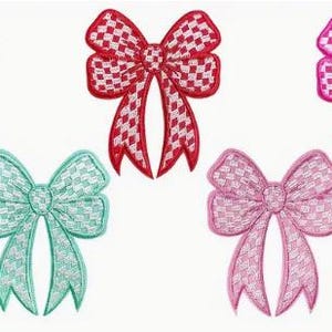 Checkerboard Bow Iron-On Patches