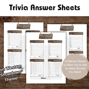 Trivia Answer Sheet - Western Showdown-Themed Quiz Pages for Trivia Night Host