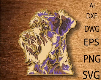 Airedale Terrier Multilayer SVG,3D Mandala,Laser Cut,Paper Cut File,DIY,Plywood Cutting