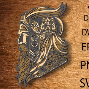 Wikinger Krieger Multilayer SVG-Datei, Wikinger SVG, digitale Download Datei, einzigartiges Handwerk Geschenk, Sperrholzdatei