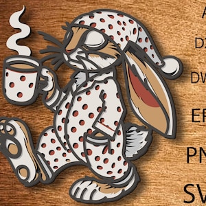 Fichier découpé au laser lapin mignon bonne nuit, fichiers Svg multicouches lapin, fichiers Svg, modèles DXF pour routeur CNC, coupe de contreplaqué lapin, cadeaux décoratifs