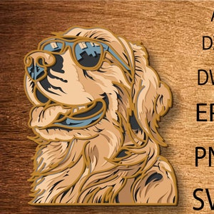 Golden retriever multicamadas SVG, arquivo de corte de cachorro Golden retriever, mandala 3D, arquivo SVG, corte CNC, corte a laser, corte de madeira compensada para cachorro