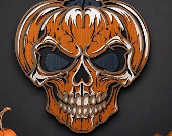 Calavera multicapa SVG, mandala 3D, corte láser, archivo de corte de papel, bricolaje, corte de madera contrachapada
