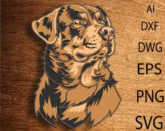 Rottweiler dog Multilayer SVG File, 3D Layered Rottweiler dog,Mandala Multilayer,Rottweiler dog SVG File,Rottweiler dog DXF, Mandala layered