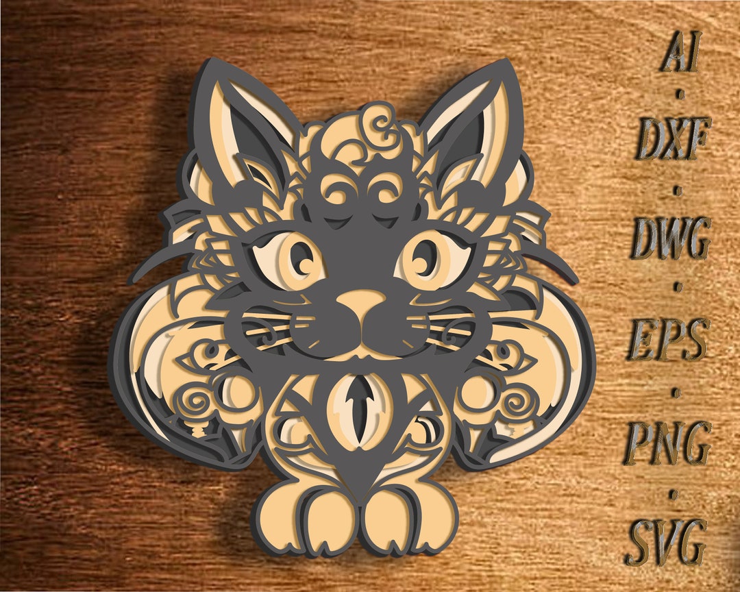 Cat Multilayer SVG/ Cat Cut File. 3D Layer.plywood Cutting/ Paper ...