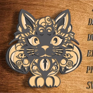 Katze multilayer SVG/ Katze Schnittdatei. 3D Schicht.Sperrholz Ausschnitt/ Scherenschnitt. SVG-Datei. 3D Mandala Sperrholzplatte