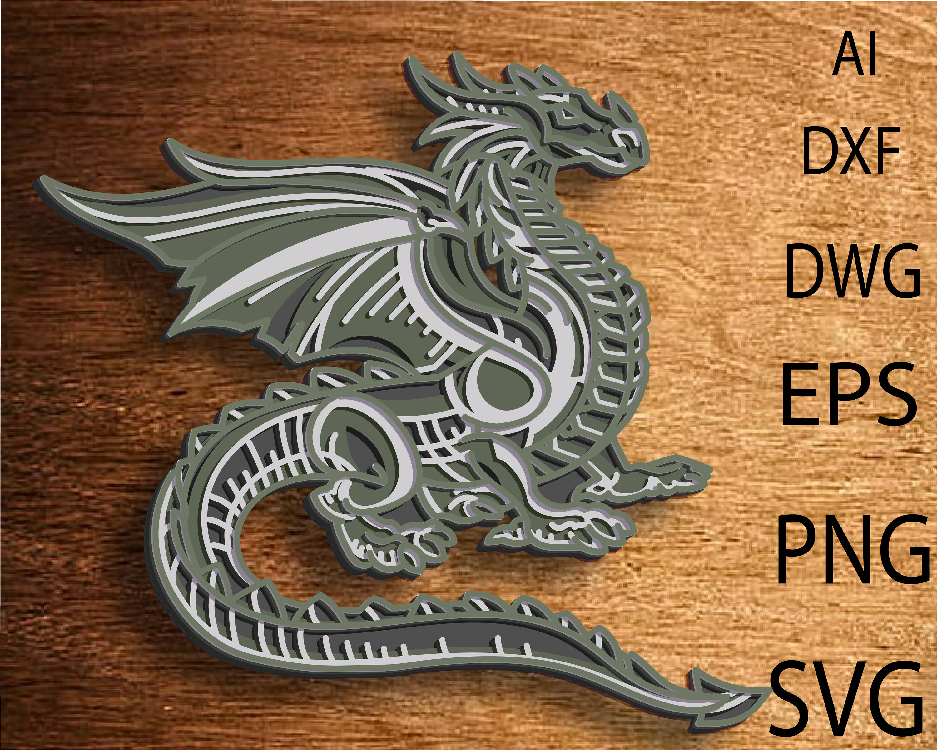 Green Dragon Multilayer SVG,3D Mandala,laser Cut,paper Cut File