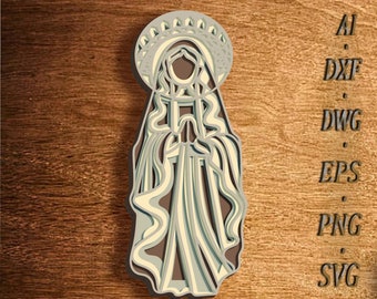 Virgin Mary multilayer svg.Virgin Mary 3d mandala.Laser cut file .Digital file Virgin Mary .Virgin Mary plywood cut