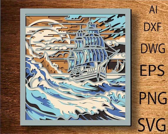 Sea Landscape Multilayer SVG,3D Mandala,Laser Cut,Paper Cut File,DIY,Plywood Cutting