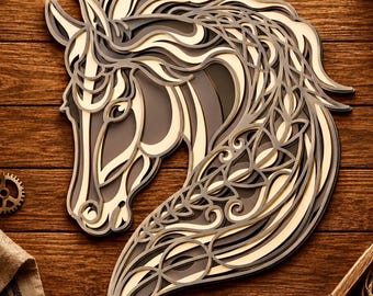 Horse Multilayer SVG,3D Mandala,Laser Cut,Paper Cut File,DIY,Plywood Cutting