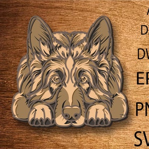 3D Deutscher Schäferhund Multilayer SVG, Hund schneidet die Datei, Hund Laser geschnitten 3D Schicht, Sperrholz schneiden, Papierschnitt, SVG-Datei, 3D Mandala Sperrholz