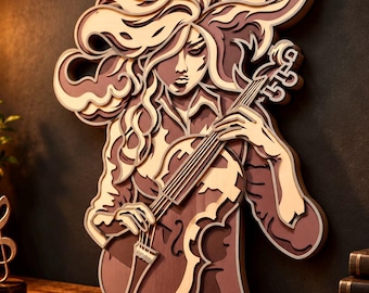 Violin Girl Multilayer SVG Mandala: Laser Cut Home Decor (Digital Download)
