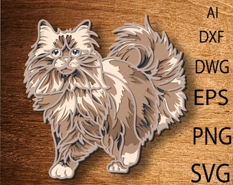 Cat multilayer SVG, Cat cut file. 3D layer.Plywood cutting, Paper cutting,SVG file, 3D mandala plywood.Laser cat,Home decor