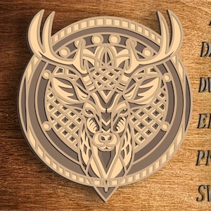 3D cerf Mandala SVG cerf, cerf en couches 3D, cerf Svg multicouche, cerf papier découpé, cerf SVG, cerf DXF, découpe laser, contreplaqué cerf coupé, décoration cerf